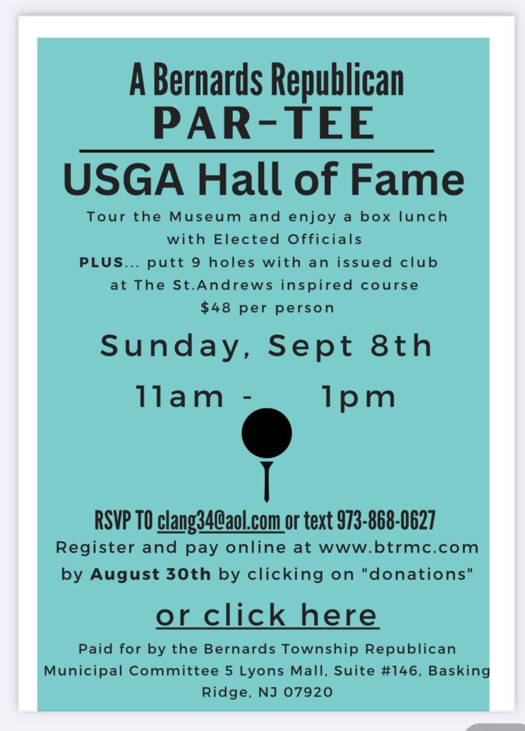 A Bernards Republican Par-Tee at the USGA Hall of Fame flyer
